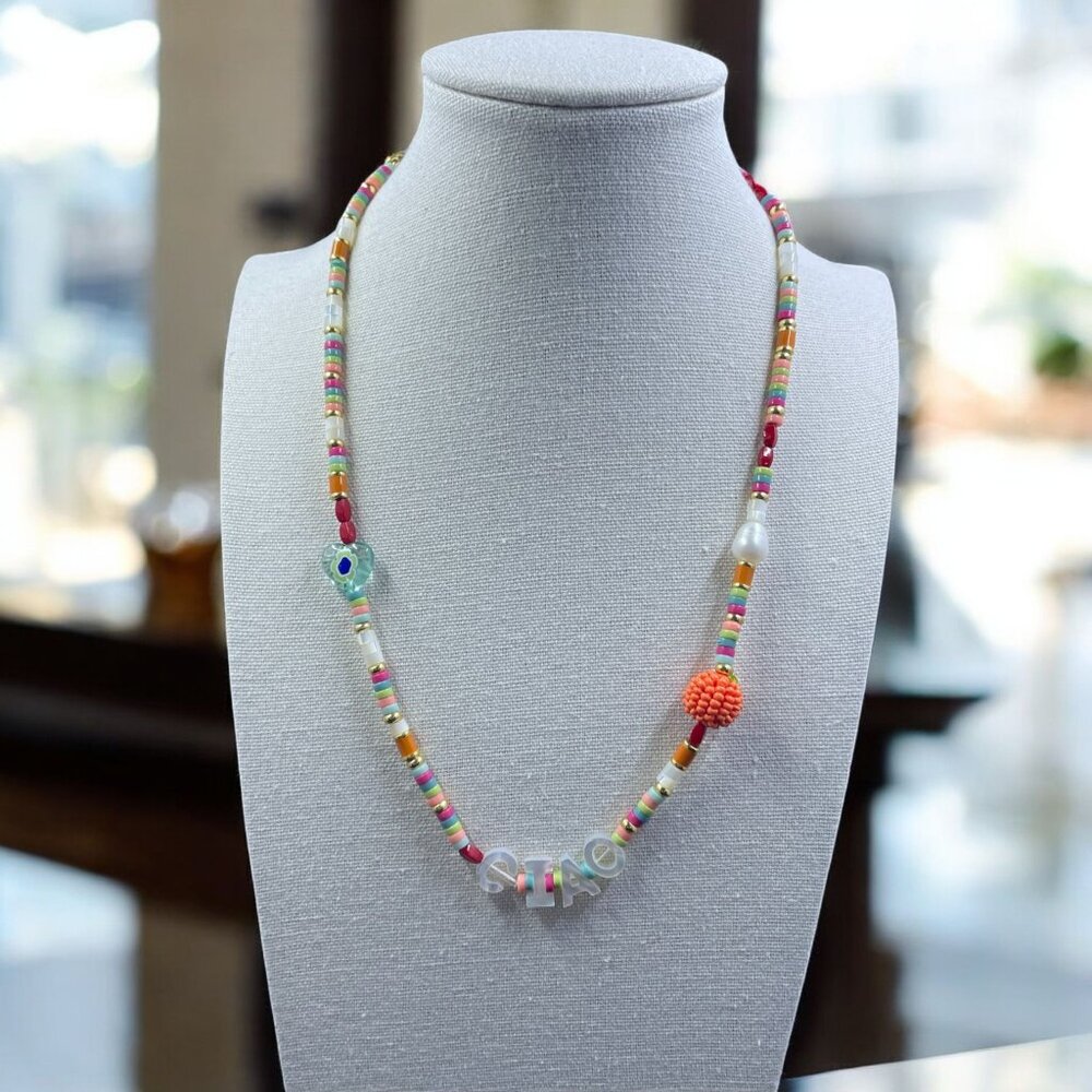 Mudd Colorful Beaded CIAO Necklace Kidcore Kawaii Y2K‎ Rainbow Trendy Cute